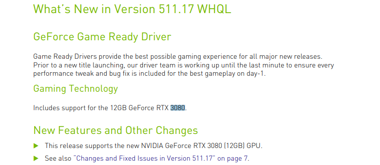 Drvier Game Ready 511.17 WHQL của Nvidia chính thức xác nhận hỗ trợ RTX 3080 12 GB